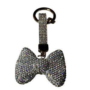 Silver Rhinestone Bow Bag Charm/Keychain NEW